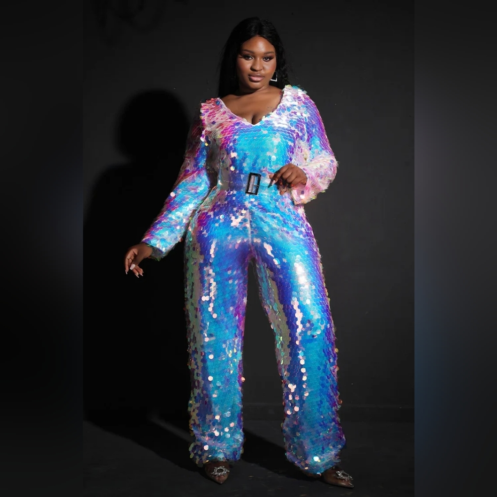 Iridescent Sequin Jumpsuit xl